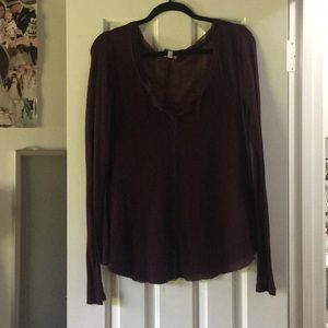 Long maroon Henley tee
